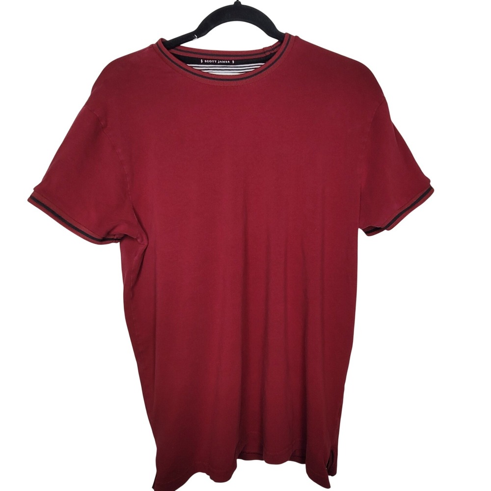 Scott James Mens Short Sleeve T-Shirt Burgundy Red Size Large Nautical